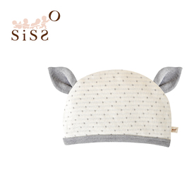 【SISSO有機棉】灰米點點小鹿二重織嬰兒帽