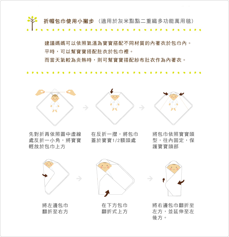 有機棉,台灣製,寶寶,嬰兒,包巾,萬用毯,四季毯,使用步驟說明